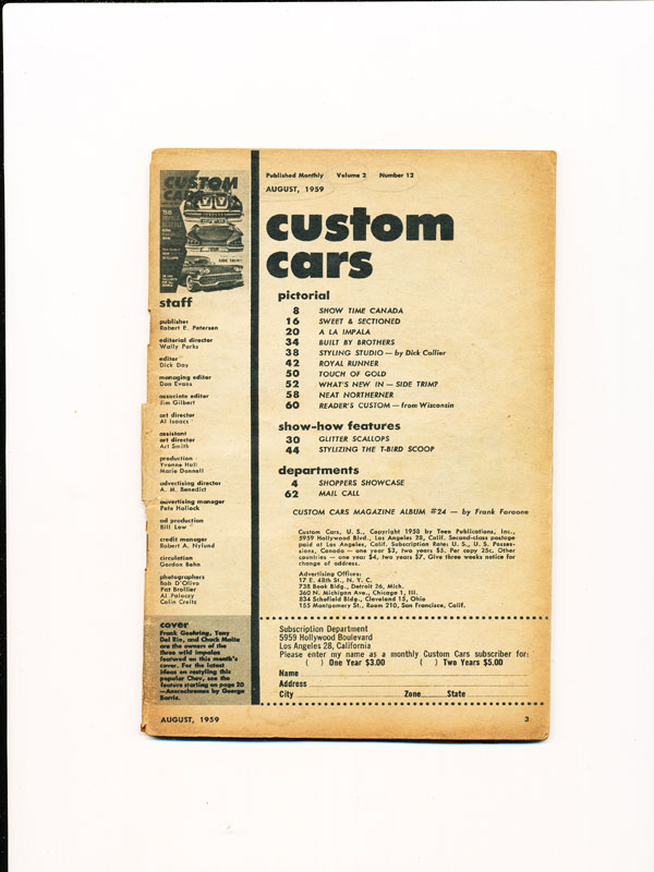 Custom Cars August 1959