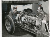 1965-27-02 Russell Snoberger and Dick Colt adjusting carburators on Supercharger1