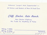 Cliff Packer Auto Ranch, Arkansas, US Businesscard2