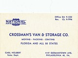 Crossman`s Vans & Storage, Philadelphia 50, Pennsylvania, US Businesscard2