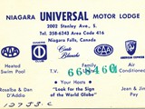 Niagata Universal Motor Lodge, Niagara Falls, Canada Businesscard2