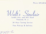 Walt`s Sinclair, Vineland, New Jersey, US Businesscard2